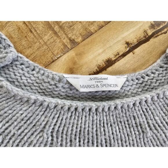 St. Michael From Mark & Spencer Wool Blend Knit Sweater Women's Size 12 Gray - Picture 3 of 7